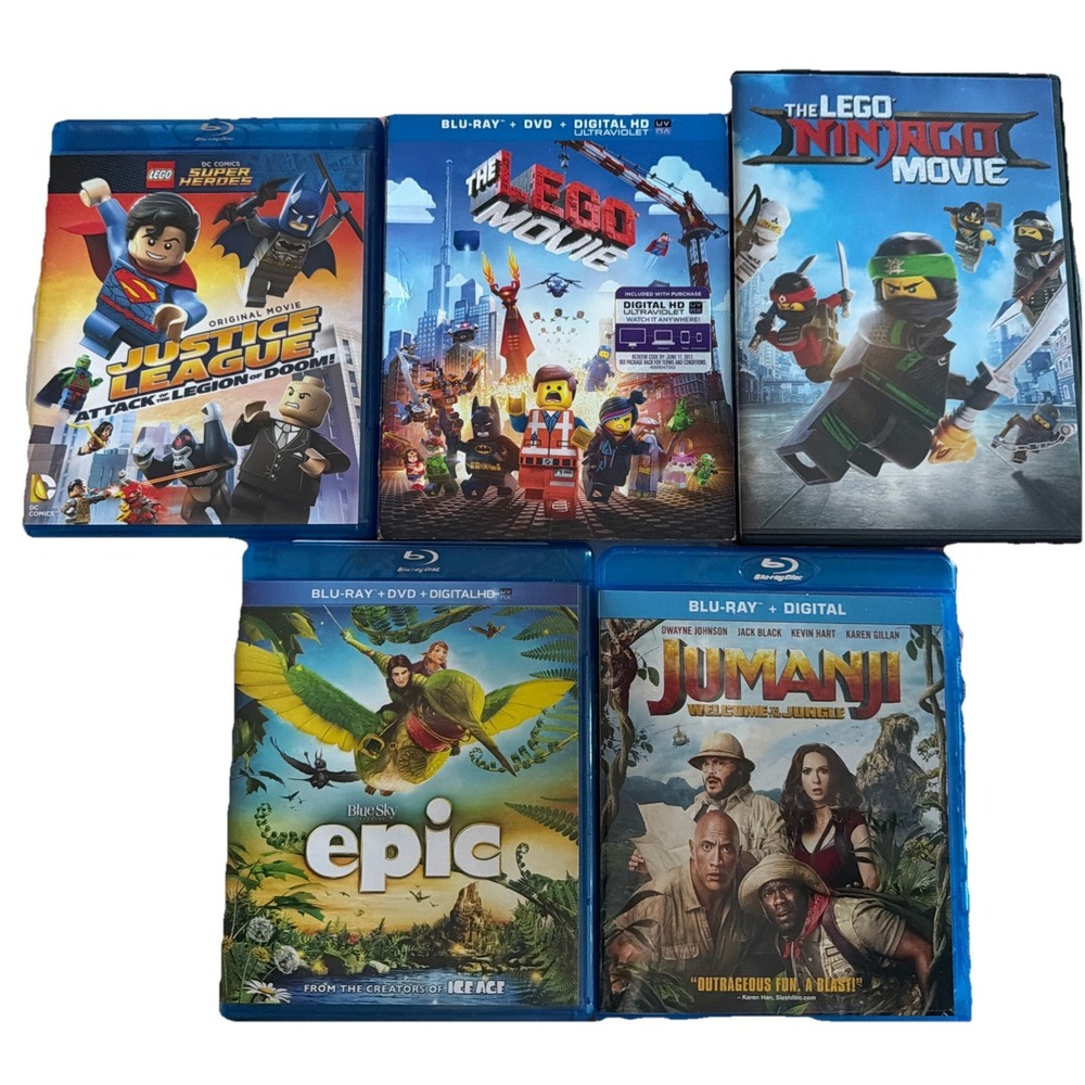 lot 5 blu-ray DVD WB animation wholesale lot Jumanji, The Lego‎ Movies + More